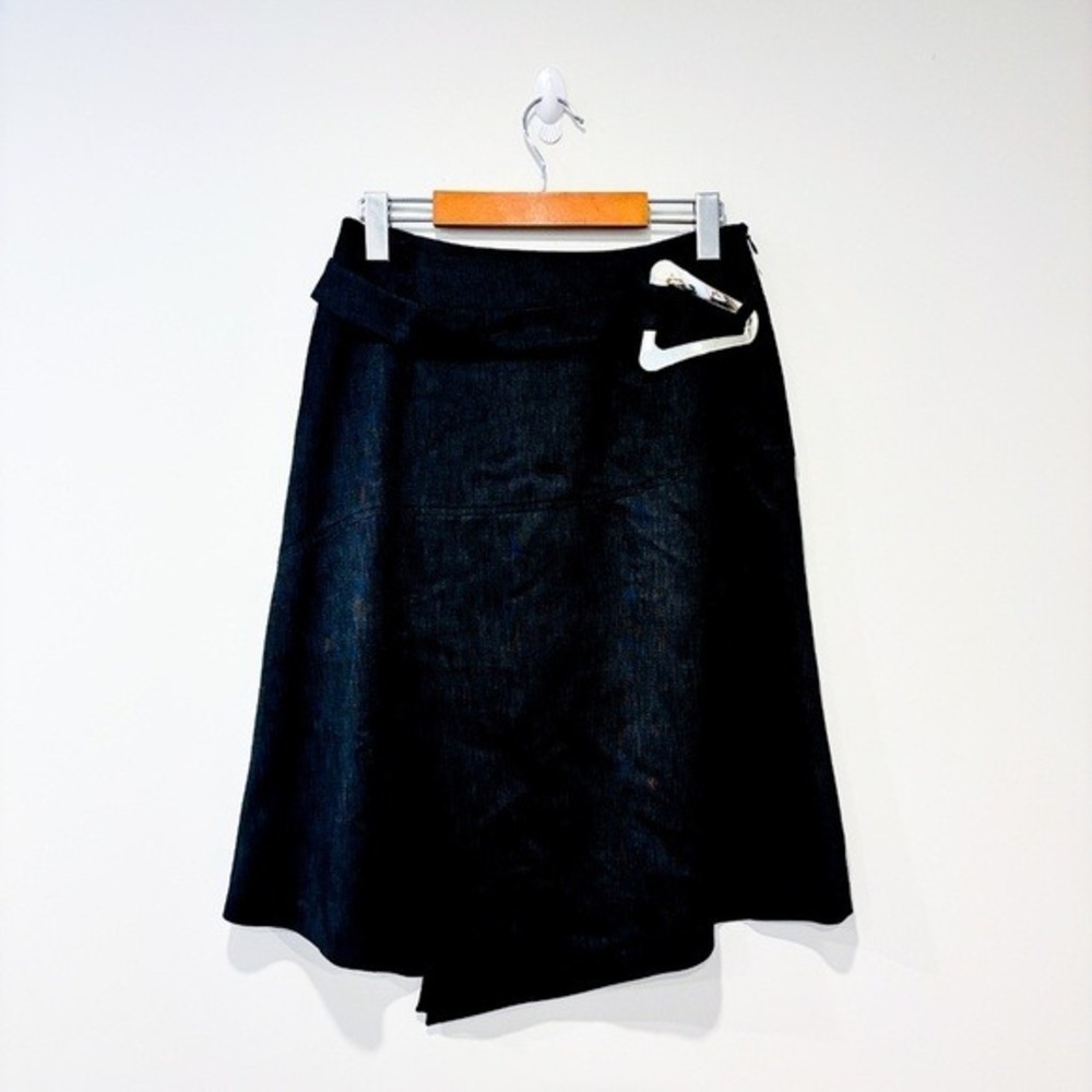 TUZZI Charcoal Asymmetrical A-Line Midi‎ Skirt Satin Sheen Size 6